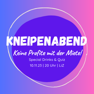 Flyer für den Kneipenabend nach der Veranstaltung "Keine Profite mit der Miete", ab 20 Uhr am 10.11.