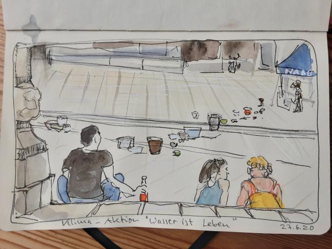 Zeichnung von Hannelore Bastian Urban Sketch von Hannelore Bastian